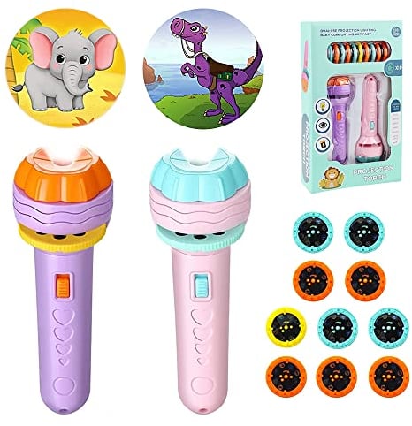 DAGORD 2 PCS Lampe de Poche Projecteur pour Enfant Mini Projecteur Histoire Enfant avec 80 Images Différentes Jouet Projecteur Lampe Torche de Projection Histoire Jouet Éducatif pour Garçons Et Filles