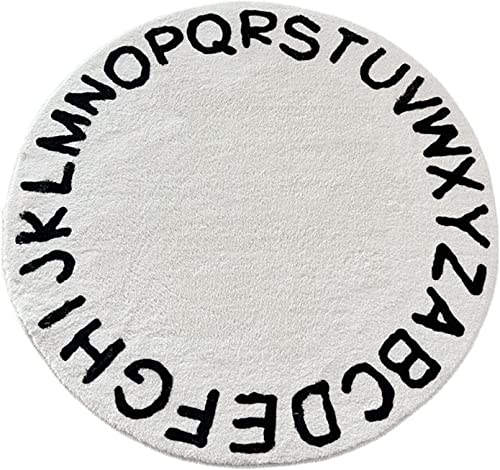 Aixingxing ABC runder Teppich mit Alphabet, für Kinder, Cartoon-Spielmatte, weicher Plüsch, Baby, Lernteppich, waschbar, rutschfest, Krabbelmatte, Spielmatte für Kinderzimmer, Schlafzimmer, Wohnzimmer