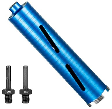 SALI Diamond Core Drill Bits 2 Diameter 10/254mm Drilling Depth 5/8-11 Thread Core Bit Turbo Laser-Welded Segments for Cured Concrete with, Brick, Block, Masonry, with Two Adapters