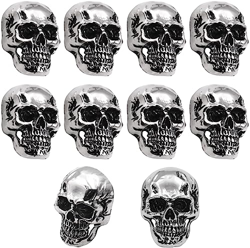 Coole Totenkopf-Kühlschrankmagnete, Skelett-Kühlschrankmagnete für Gothic-Küchendekoration, Büro-Whiteboards, Schließfächer, Zubehör, Akten, Fotos, Karten, Kalender (Silber, 10 Stück)