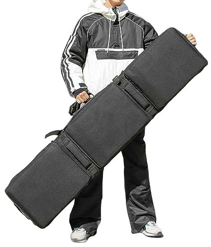 HMWOKPOT Skitaschen Mit Rollen Für Flugreisen, Tragbare Snowboardtasche Mit Hoher Kapazität Mit Schultergurt Für Ski- Und Reiselagerungstransporte,152x33cm