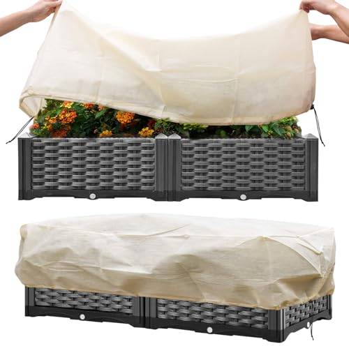 Tesmotor Schutzhülle für Blumenkästen, Winterschutz Balkonpflanzen, Winterschutz Kübelpflanzensack Balkonpflanzen Frostschutz Schutzhaube mit Zugband 150x45x40CM - 2 Stück