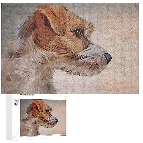 Jack Russell Terrier Jigsaw Puzzle for Adults Wooden Puzzle Funny Leisure Toy Gifts for Family Friends 1000 PCS