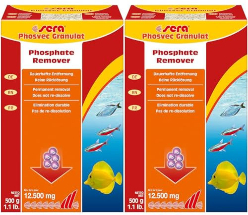 sera Phosvec Granulat 500 g - Phosphatentferner für Süß- und Meerwasser, Aquarien- und Teichpflege (Packung mit 2, 500 g reichen für ein 200- bis 400-Liter-Becken)