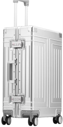 TOWINE Handgepäck Koffer Trolley aus Aluminium-Magnesium-Legierung, Universalrad, Metallkoffer, tragbar, komplett aus Aluminium Multifunktionaler Koffer (Color : A, Size : 20in)