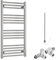 Bray Straight Chrome Dual Fuel Heated Towel Rail/Warmer/Radiator For Central Heating And Electric. Round Tube Ladder Design, 1000 x 500