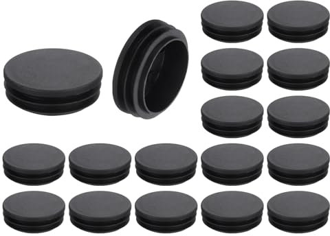 sourcing map 18 Pcs Round Plastic Plug, Black Tubing End Cap Plugs, 48mm(1.89 Inch) Furniture Leg Pipe Insert, Glide Protection for Chair, Sofa, Table, Shelf