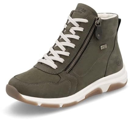 Remonte Damen High-Top Sneaker D1S71, Frauen Halbschuhe,lose Einlage,wasserabweisend,remonteTEX,Laufschuhe,schnürschuhe,schnürer,grün (54),44 EU