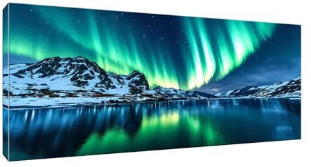 Malen Nach Zahlen Erwachsene groß, Nordlichter DIY Ölgemälde-Kits auf Leinwand mit Pinseln und Acrylpigment, Graffiti-Liebhaber, Bild für Heimdekoration, Geschenke, Ohne Rahmen,60x120cm/24x48in W-539