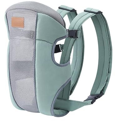 Zaino portabebè ergonomico, dalla nascita a 20 kg, 4 posizioni, traspirante e imbottito, ergonomico, anteriore e posteriore (verde)