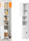 ANSIMIDA 5-Tier Tall Mirrored Bathroom Cabinet Storage Cupboard PVC Floor Standing Tallboy Unit, White - 20 * 20 * 116cm