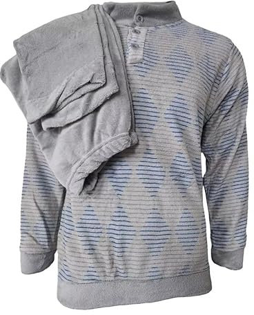 DEMONA Pigiama Uomo Invernale Molto Caldo in Morbidissimo Pile Maglia Pantalone Inverno SPEDIZIONE Gratuita (IT, Testo, M, Regular, Regular, Cairo Grigio)