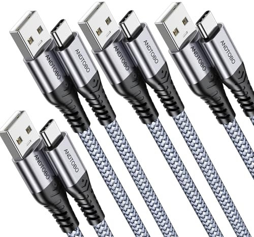 [4 Pack, 3M+2M+1M+0.5M] iPhone 17/16/15 USB C 3.1A Fast Charging Cable, USB A to USB C Fast Charger Cable, Type C Charger Cable for iPhone 17 Air Pro Max, iPhone 16 15 Pro Max Plus, Samsung S22 S23