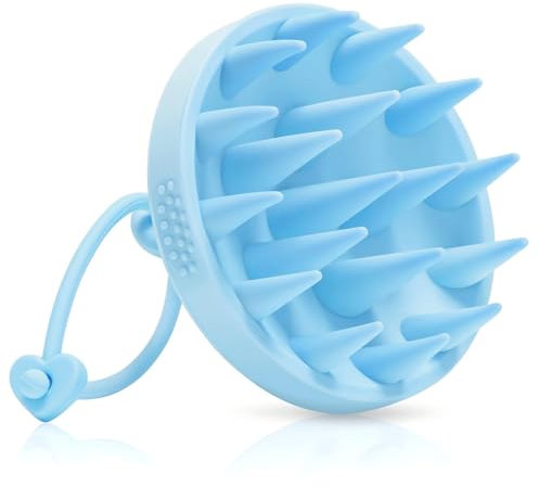 Alyvisun Kopfhaut Massagebürste, Silikon Scalp Massager für Kopfmassage und Kopfhaut Peeling, Kann Sowohl auf Nass und Trocken Haar - Blau