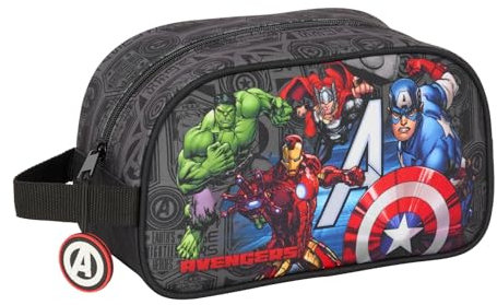 Safta Avengers Vendetta - Trousse Scolaire Moyenne avec poignée, Trousse pour Enfant, Adaptable au Chariot, Facile à Nettoyer, Confortable et Polyvalent, qualité et résistance, 26 x 12 x 15 cm, Noir,