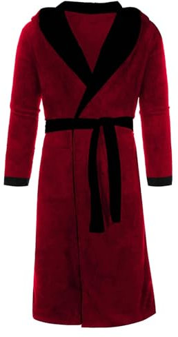 Winter-Bademantel mit Ärmeln, verlängerter Plüschmantel, Mantel, für Herren, lange Damenbluse, modischer Schlafanzug, rot, M
