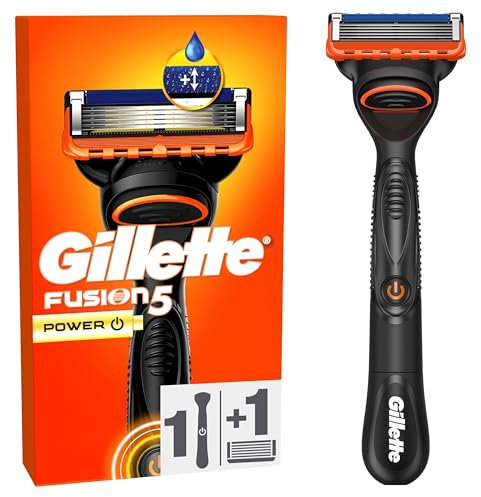 Gillette Fusion5 Power Rasierer für Männer, 1 Gillette Rasierer, 1 Ersatzklingen, Mit einem Gleitstreifen für ein sanftes Gleiten und 5 Klingen für eine gründliche, langanhaltende Rasur