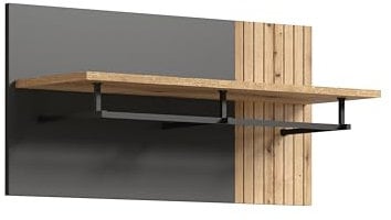 trendteam smart living - Esteban - Garderobenpaneel - Anthrazit/Eiche - Wandgarderobe mit schwarzer Kleiderstange aus Metall - (BxHxT) 80 x 40 x 28 cm - praktische Hutablage