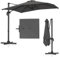 COSTWAY 2.5M Cantilever Garden Parasol, Square Offset Banana Umbrella with 5 Adjustable Tilt, 360° Rotation, Crank Handle & Cross Base, 8-Rib Outdoor Hanging Sun Shade Canopy for Patio Market (Grey)