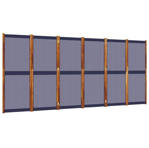 Myheimly 6-TLG. Raumteiler Trennwand Stellwand Paravent Spanische Wand Sichtschutz Umkleide Faltwand Raumtrenner Holz Dunkelblau 420x180 cm