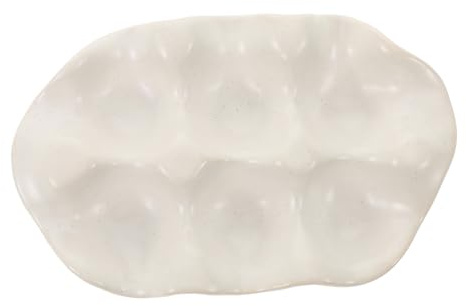 EXCEART Plateau À Œufs En Céramique Grand Support De Rangement Pour Comptoir De Cuisine En Porcelaine Organiseur Porte-Œufs De Poulet Plateau À Œufs De Camping Assiette À Œufs En