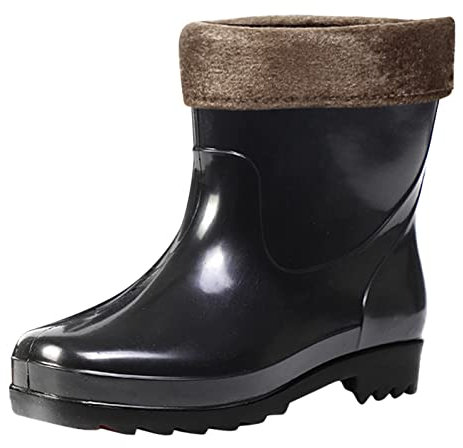 Stivali di gomma da uomo, a mezza altezza, imbottiti, impermeabili, invernali, da giardino, da lavoro, stivali invernali, Nero , 42 EU