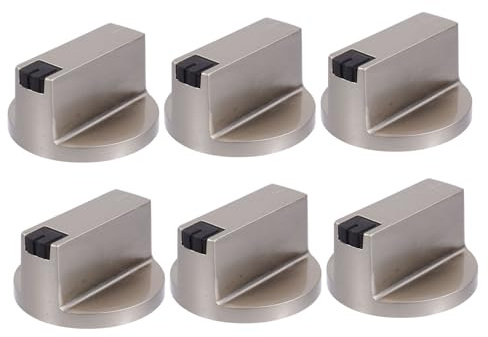 HOUDERCO 6Pcs Gas Stove Ignition Buttons, Stove Cooker Knobs Replacement, Metal Gas Cooker Hob Knob, 6Mm Right Angle 0°