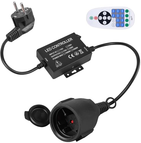 Cadena de luces LED de 1500 W, regulador de intensidad con mando a distancia, CA 220 – 240 V, interruptor enchufable, regulador de intensidad para tiras de luz regulables y lámparas, mando a distancia