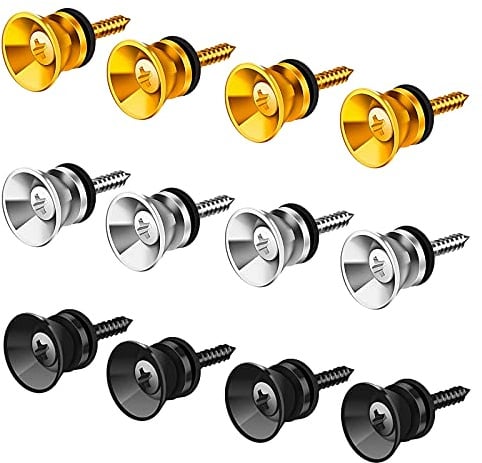 Eighosee 12Pcs Guitar Strap Buttons Lock Pins Guitar Metal Strap Buttons for Acoustic Guitar, Electric Guitar, Ukulele