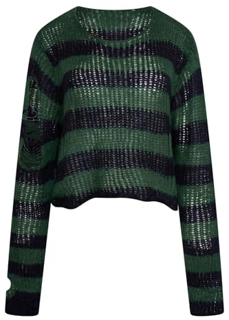 Ro Rox Ryette Pullover, Distressed, Oversized, Gothic, Grunge-Strickpullover