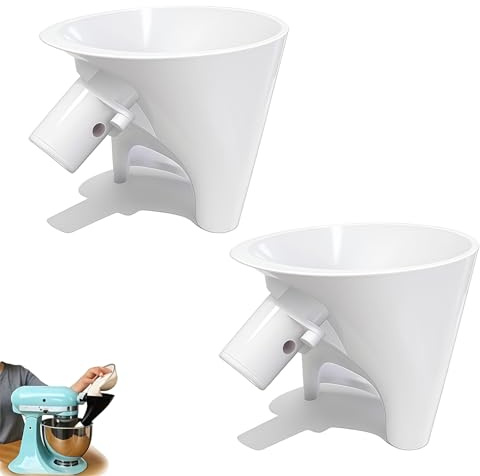 BelleFlair 2 PCS Spritzschutz Mehltrichter für KitchenAid Artisan 4,3L-4,8L(KSM150), Flour Funnel Accessories für Kitchenaid Küchenmaschine, Praktisches Backwerkzeug Spritzschutz-Zubehör(Weiß)