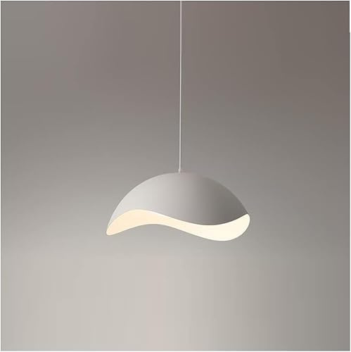 TEKHOME Lampadario a Sospensione Moderno E27 in Metallo Bianco, Design Curvo Elegante per Soggiorno Cucina Camera, Attacco E27 1x60W, Lampadina non Inclusa – A23-B