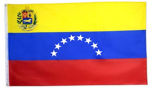 Drapeau national du Venezuela 8 étoiles 90 x 150 cm œillets en laiton couleurs vives et résistantes à la décoloration pour une utilisation intérieure et extérieure.