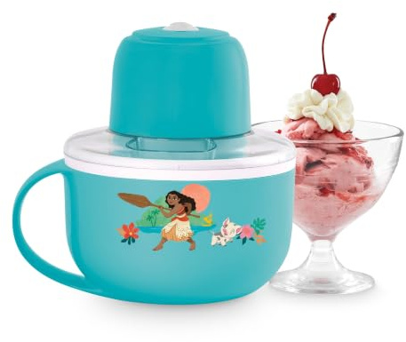 Disney | Dash Moana My Mug Ice Cream Maker — Electric Countertop Soft Serve Ice Cream Machine, Single Serve Half-Pint Moana Mug with Ingredient Chute & Recipe Guide