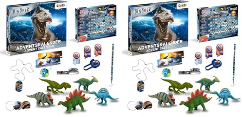 CRAZE DINOREX Spielzeug Adventskalender 2025 Kinder - Dino Adventskalender, Weihnachtskalender mit Dino Figuren & Schreibwaren-Zubehör (Packung mit 2)