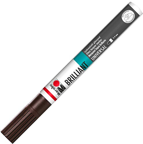 Marabu 01210032295 - Brilliant Painter, kakao 295, Strichstärke ca. 2 - 4 mm, Universeller Lackmalstift, glänzend, deckend, wetterfest, lichtecht, schnell trocknend, für verschiedene Oberflächen
