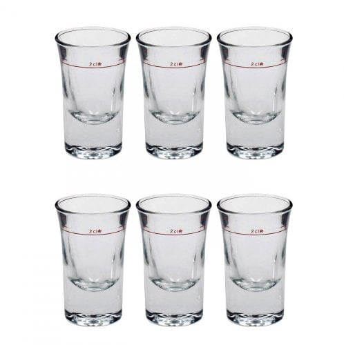 Bormioli Rocco Dublino Glas Stamper 34ml, mit Füllstrich bei 2cl, Rotring, 6 Stück