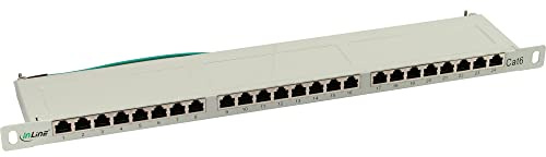 InLine 76224A Patchfeld Cat.6 24-fach, 48,26cm (19), 0.5HE, lichtgrau, RAL7035