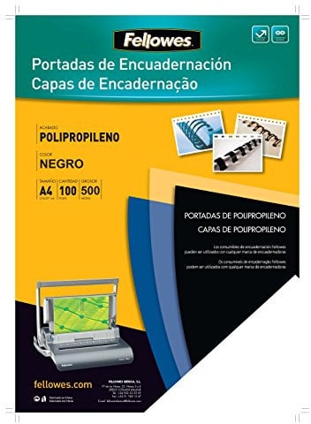 Fellowes 54772 - Portadas para encuadernar de polipropileno, A4, negro