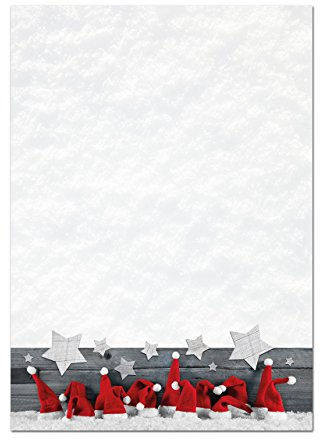 Logbuch-Verlag 50 Blatt weihnachtliches Papier A4 Weihnachtsbriefpapier Kunden geschäftlich Druckerpapier rot weiß Briefbogen Schreibpapier Briefpapier 100g