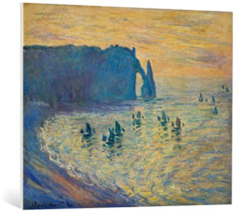 kunst für alle Leinwandbild: Claude Monet Die Felsen von Etretat - hochwertiger Druck, Leinwand auf Keilrahmen, Bild fertig zum Aufhängen, 100x80 cm