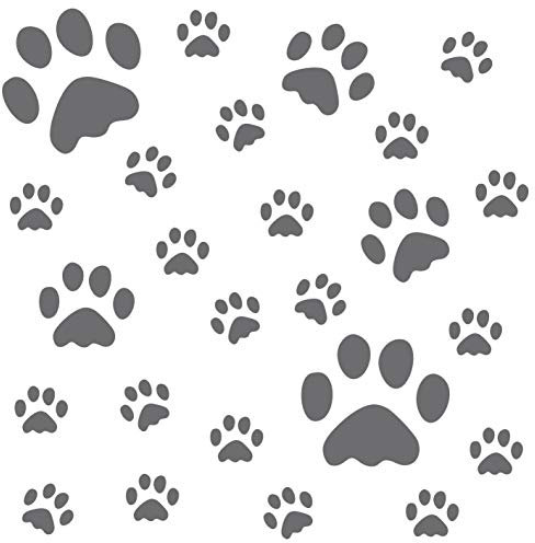 kleb-Drauf® | 25 Pfoten | Silber - matt | Wandtattoo Wandaufkleber Wandsticker Aufkleber Sticker | Wohnzimmer Schlafzimmer Kinderzimmer Küche Bad | Deko Wände Glas Fenster Tür Fliese