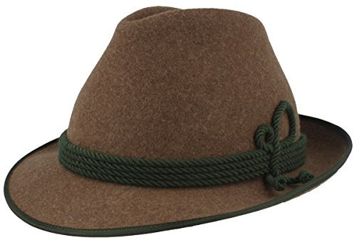 Breiter Herren Trachten-Hut Filz-Hut Herren-Hut – Anblick – Handgemacht aus 100% Wolle mit grüner Kordel-Garnitur & Einfassung – Bogart – Wasserabweisend in 3 Farben