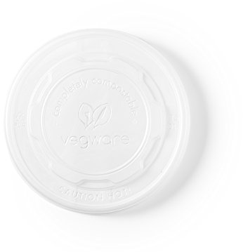 Vegware VLID115S flat CPLA lid (fits 12 oz.-32 oz. soup), 115 mm (Pack of 500) | Fits larger bases up to 32oz to provide a secure, leak-proof seal during transit and hot takeaway delivery.