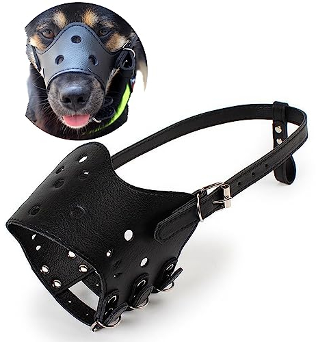 PETCUTE Maulkorb Leder Hund Hundemaulkorb Anti-bellenden Hund Schnauze für Große Mittlere Kleine Hund