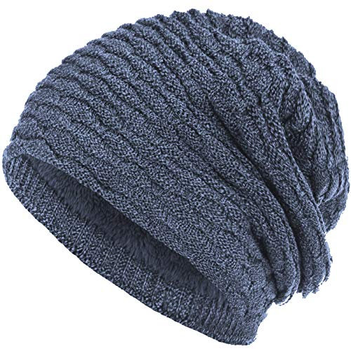 Compagno Wintermütze warm gefütterte Mütze Wabenmuster Beanie meliert Einheitsgröße, Farbe:Jeansblau