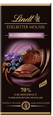 Lindt Schokolade Edelbitter Mousse Blaubeer-Lavendel | 13 x 150 g Tafel | Mit 70 % Kakaogehalt und dunkler Mousse au Chocolat und Blaubeer-Lavendel Füllung | Schokoladentafel | dunkle Schokolade