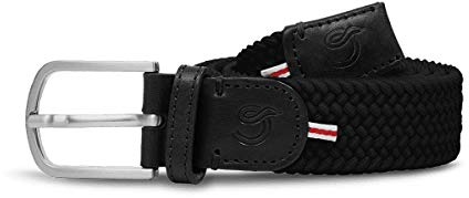 La Boucle Elastischer Stretchgürtel für Damen und Herren, flexibler Flechtgürtel mit Metallschnalle, Gürtel Herren Schwarz mit Einheitsgröße durch Stretchmaterial