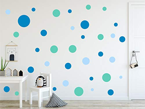 Timalo® 60 Stück Wandtattoo Kinderzimmer bunte große Kreise Pastell Wandsticker – XL Aufkleber Punkte | 73080-SET9-60