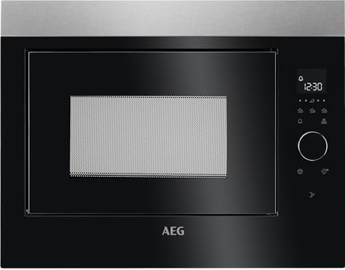 AEG Built-in Microwave MBE2658SEM, 26L Capacity, 900W, Auto Weight Defrost Programmes, Digital Display, 5 Power Levels, Touch-Activated Door, Easy Clean, Clock & Timer - Black & Stainless Steel